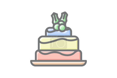 Téléchargez les illustrations : Un festin visuel de gâteaux Impressionnant Icône linéaire - en licence libre de droit