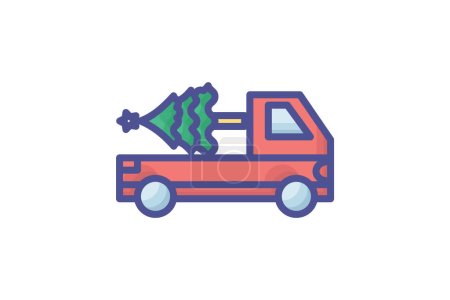 Illustration for Unveiling the Power of Trucks Filled Outline Icon - Royalty Free Image