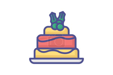 Téléchargez les illustrations : Un festin visuel de gâteaux rempli contour icône - en licence libre de droit