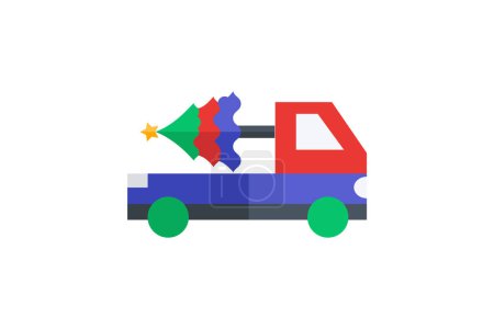 Illustration for Unveiling the Power of Trucks Flat Icon - Royalty Free Image
