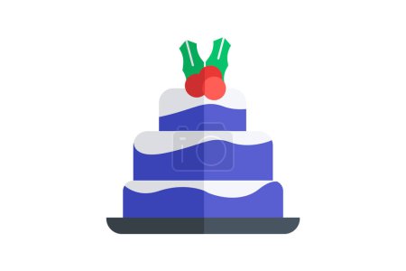 Téléchargez les illustrations : Un festin visuel de gâteaux Icône plate - en licence libre de droit