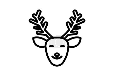 Illustration for Majestic Christmas Deer Line Icon - Royalty Free Image