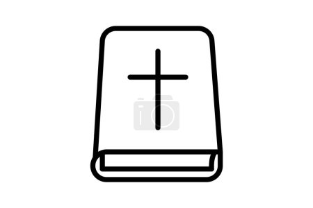 Téléchargez les illustrations : Icône de ligne de Bible intemporelle - en licence libre de droit