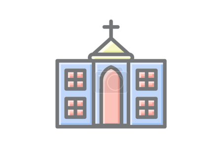 Téléchargez les illustrations : Église sacrée Impressionnante Icône linéaire - en licence libre de droit