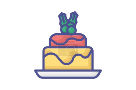 Illustration for Delectable Cake Filled Outline Icon - Royalty Free Image