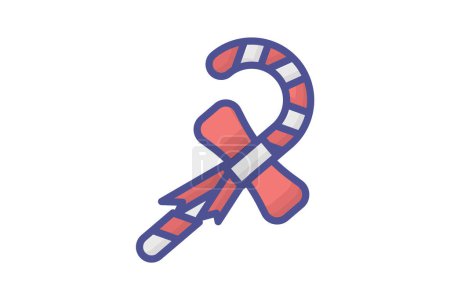 Illustration for Sweet Candy Cane Filled Outline Icon - Royalty Free Image