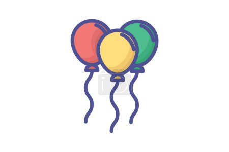 Illustration for Vibrant Balloon Filled Outline Icon - Royalty Free Image