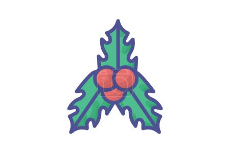 Illustration for Festive Christmas Berries Filled Outline Icon - Royalty Free Image