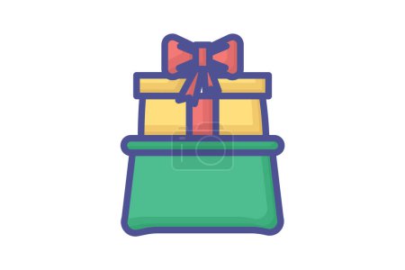 Ilustración de Elegante caja de regalo llena icono de contorno - Imagen libre de derechos