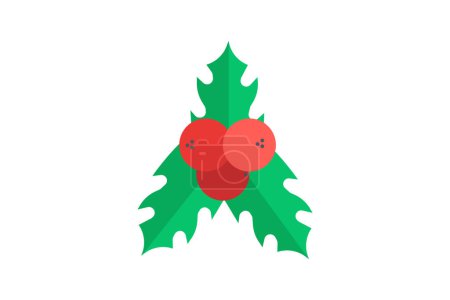 Illustration for Festive Christmas Berries Flat Icon - Royalty Free Image