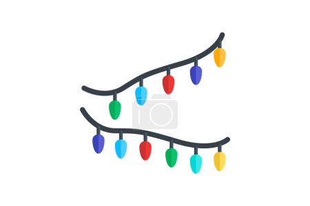 Ilustración de Icono plano de luces radiantes de Navidad - Imagen libre de derechos