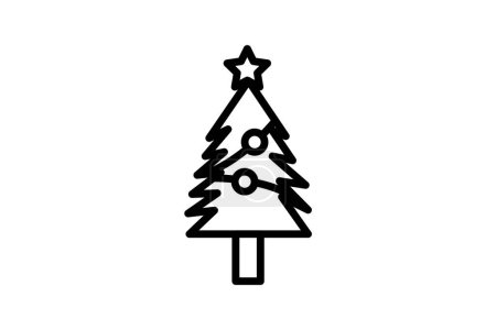 Illustration for Christmas tree A Festive Tradition Line Icon - Royalty Free Image