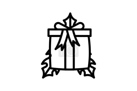 Téléchargez les illustrations : Icône de ligne cadeau de Noël célébration - en licence libre de droit