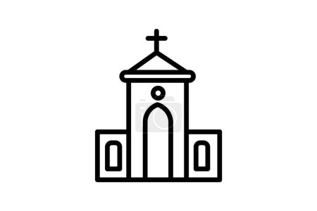 Ilustración de Reverent Christmas Church Line Icono - Imagen libre de derechos