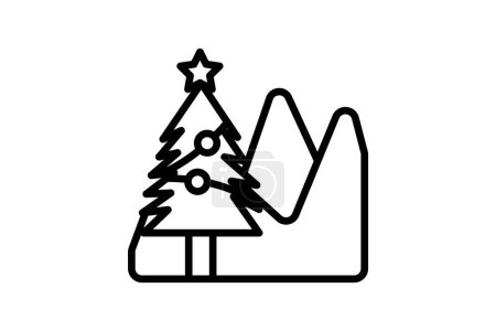 Illustration for Merry Christmas Hat Line Icon - Royalty Free Image