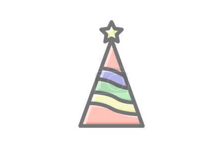 Illustration for Merry Christmas Hat Magic Awesome Lineal Icon - Royalty Free Image