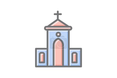 Ilustración de Reverente iglesia de Navidad Impresionante icono Lineal - Imagen libre de derechos
