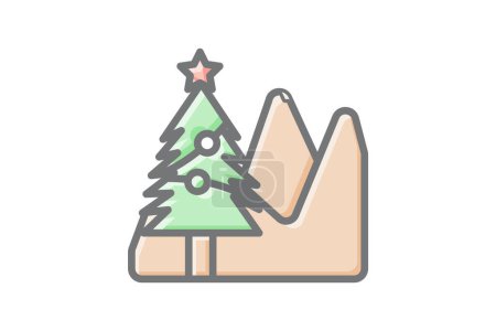 Illustration for Merry Christmas Hat Awesome Lineal Icon - Royalty Free Image