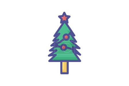 Illustration for Christmas tree A Festive Tradition Filled Outline Icon - Royalty Free Image