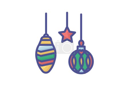 Illustration for Enchanting Christmas Decor Filled Outline Icon - Royalty Free Image