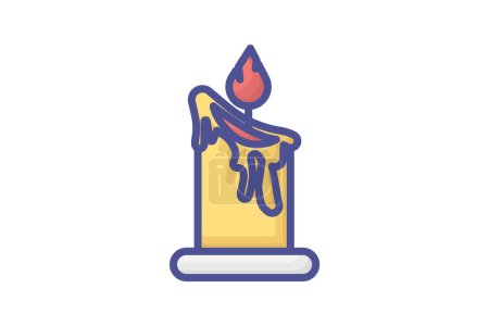 Illustration for Radiant Christmas Candles Filled Outline Icon - Royalty Free Image