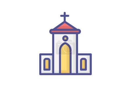 Ilustración de Reverente iglesia de Navidad llena esbozo icono - Imagen libre de derechos