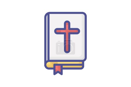 Illustration for Sacred Bible Book Filled Outline Icon - Royalty Free Image