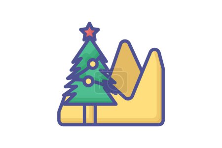 Illustration for Merry Christmas Hat Filled Outline Icon - Royalty Free Image