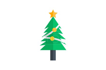 Illustration for Christmas tree A Festive Tradition Flat Icon - Royalty Free Image
