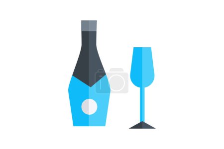 Illustration for Elegant Christmas Wine Glass Charms Flat Icon - Royalty Free Image