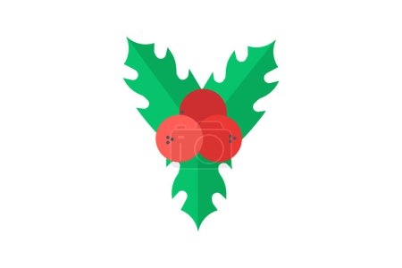 Illustration for Vibrant Christmas Berries Flat Icon - Royalty Free Image