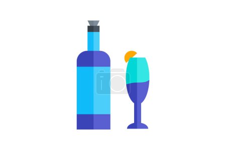 Téléchargez les illustrations : Élégante icône plate de vin - en licence libre de droit
