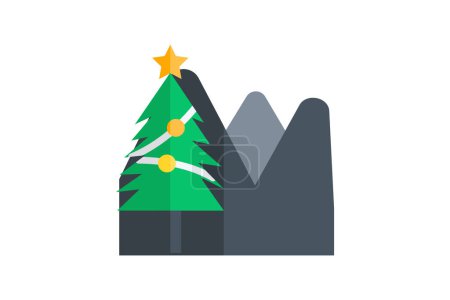 Illustration for Merry Christmas Hat Flat Icon - Royalty Free Image