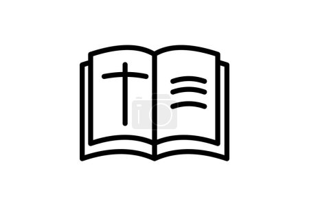 Téléchargez les illustrations : Bible La Parole éternelle Ligne Icône - en licence libre de droit