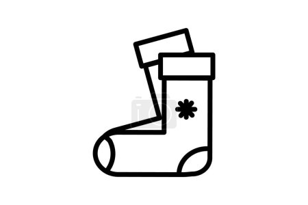 Illustration for Christmas Sock Cozy Festivities Line Icon - Royalty Free Image