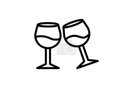 Illustration for Christmas Wine Glass Line Icon - Royalty Free Image