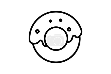 Ilustración de Feliz Donut Wonderland Line Icono - Imagen libre de derechos