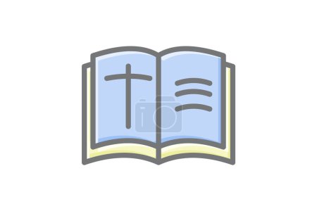 Téléchargez les illustrations : Bible La Parole éternelle Impressionnante Icône linéaire - en licence libre de droit