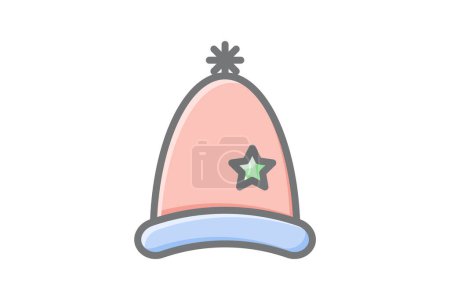 Illustration for Christmas Hat Festive Crown Awesome Lineal Icon - Royalty Free Image