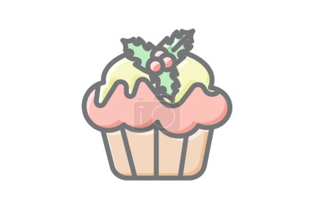 Ilustración de Cupcake Wonderland Christmas Delights Icono Lineal impresionante - Imagen libre de derechos