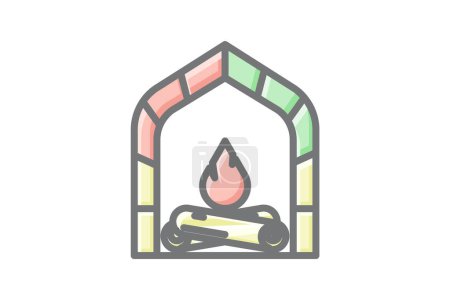 Illustration for Fireplace Enchanting Hearth Haven Awesome Lineal Icon - Royalty Free Image