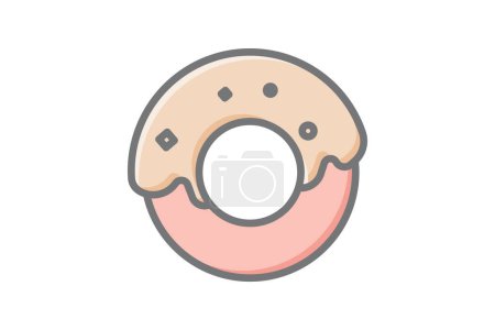 Ilustración de Feliz Donut Wonderland Impresionante ícono Lineal - Imagen libre de derechos