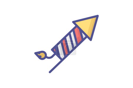 Illustration for Christmas Rocket Cosmic Cheer Filled Outline Icon - Royalty Free Image