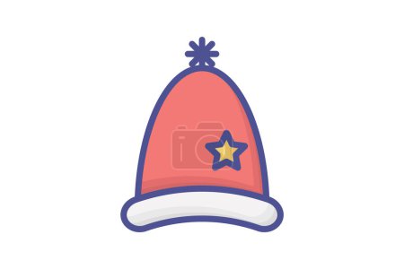 Illustration for Christmas Hat Festive Crown Filled Outline Icon - Royalty Free Image