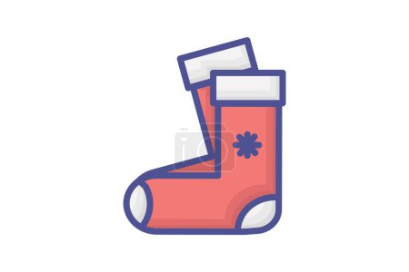 Illustration for Christmas Sock Cozy Festivities Filled Outline Icon - Royalty Free Image