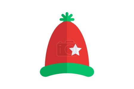 Illustration for Christmas Hat Festive Crown Flat Icon - Royalty Free Image