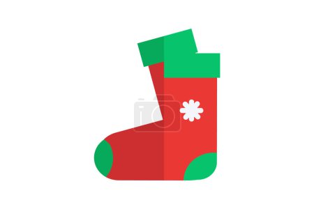 Illustration for Christmas Sock Cozy Festivities Flat Icon - Royalty Free Image
