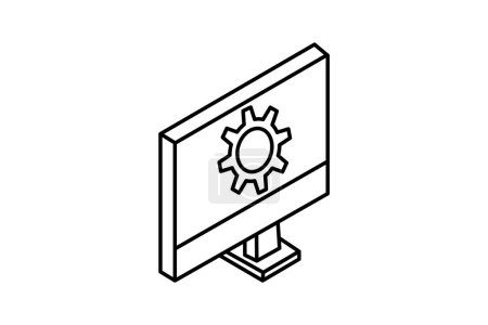 Illustration for ConfiguByte Tailoring PC Experience isometric Icon - Royalty Free Image