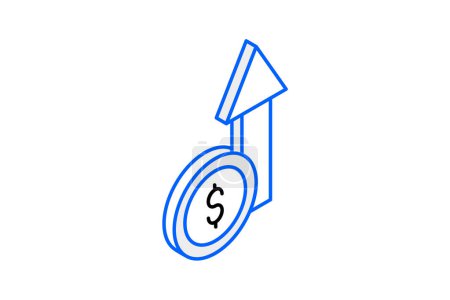Téléchargez les illustrations : Dollar amplifiant la croissance financière Isometric Duo Color Icon - en licence libre de droit