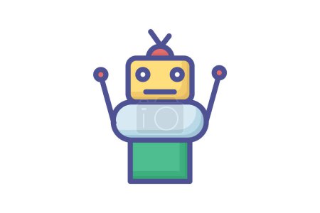 Téléchargez les illustrations : Robots révolutionnant l'icône de remplissage de contour d'automatisation - en licence libre de droit